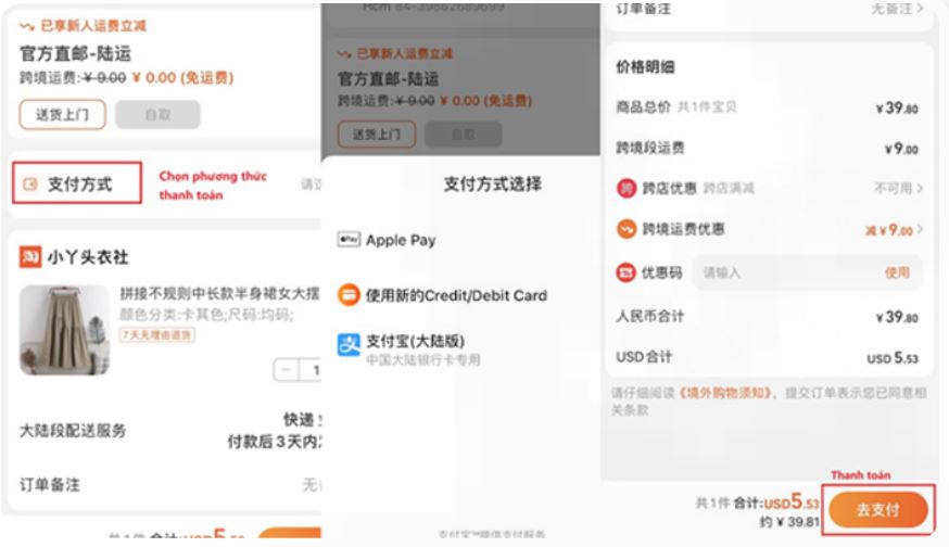 Hướng dẫn cách order Taobao về Việt Nam