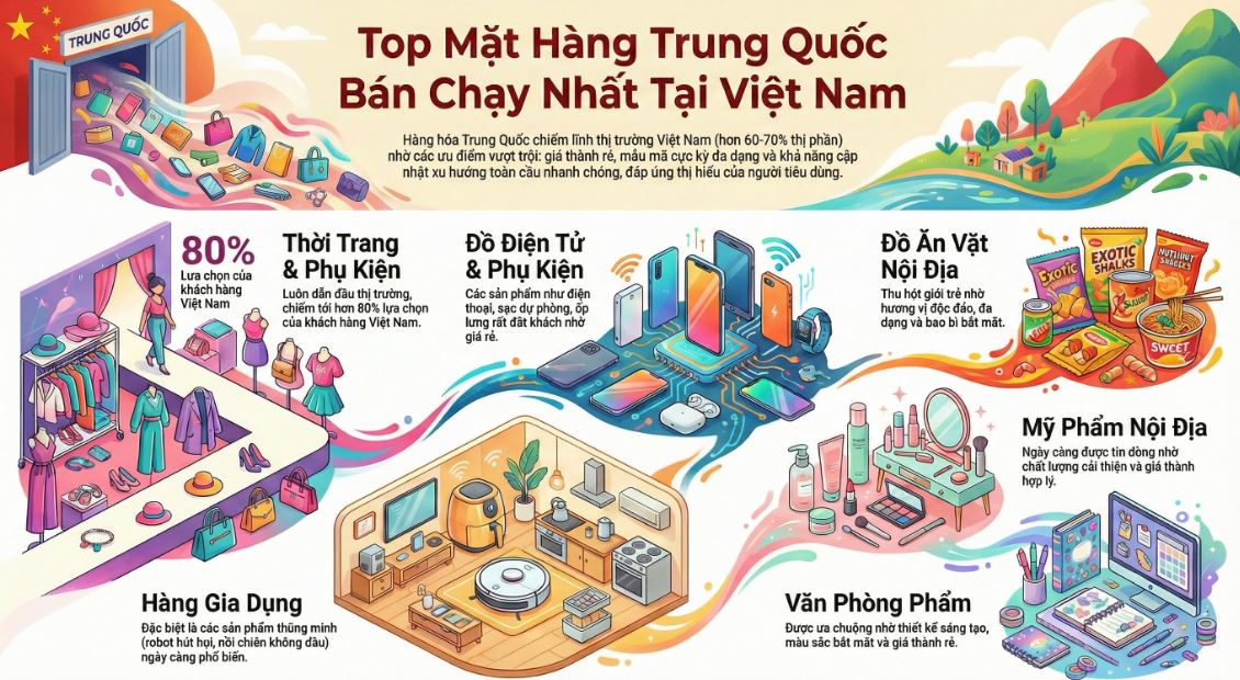 Top 10 mặt hàng Trung Quốc bán chạy nhất tại Việt Nam